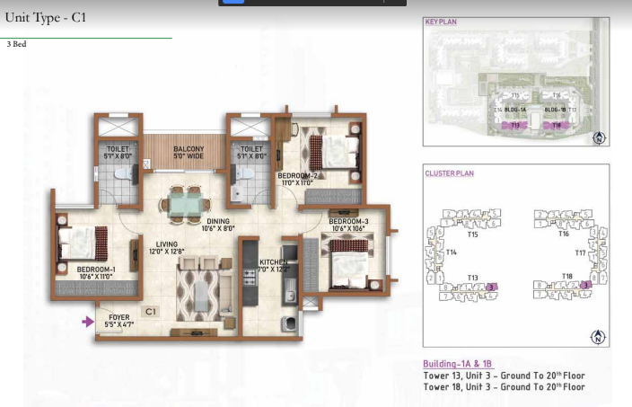 Prestige Finsbury park Hyde Regent 2BHK